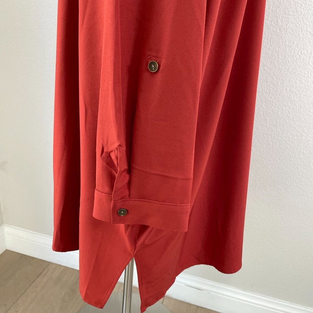 Susan Graver Woman Plus 4XP Rust Button Up Tunic Top Shirt Pockets Long Sleeve - Picture 8 of 10